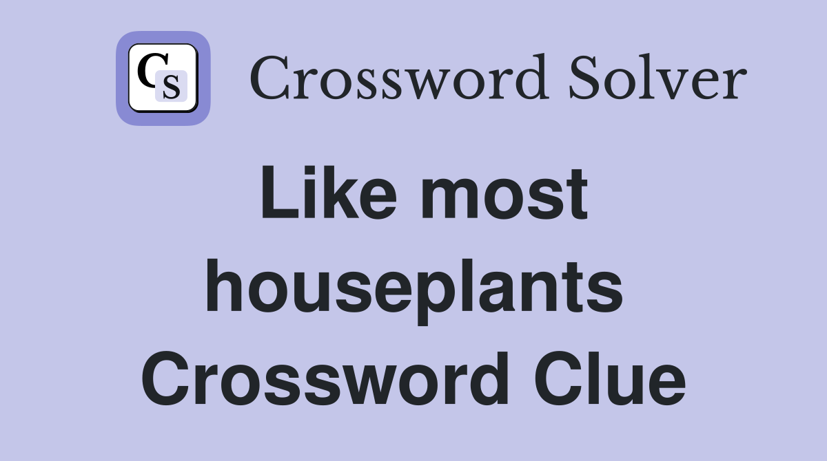 Like most houseplants Crossword Clue