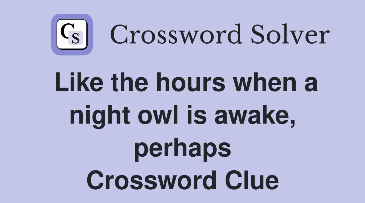 Like the hours when a night owl is awake, perhaps Crossword Clue