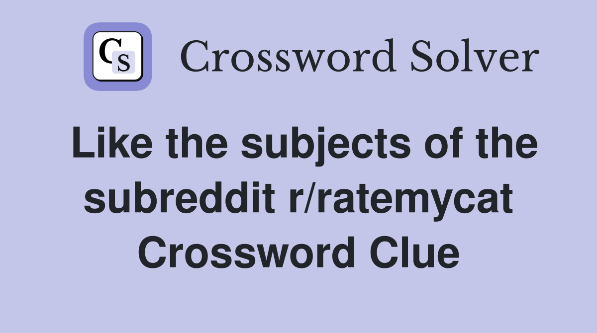 Like the subjects of the subreddit r/ratemycat Crossword Clue