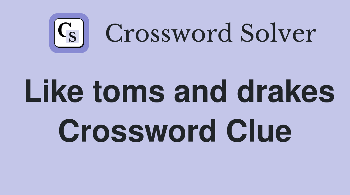 Like toms and drakes Crossword Clue