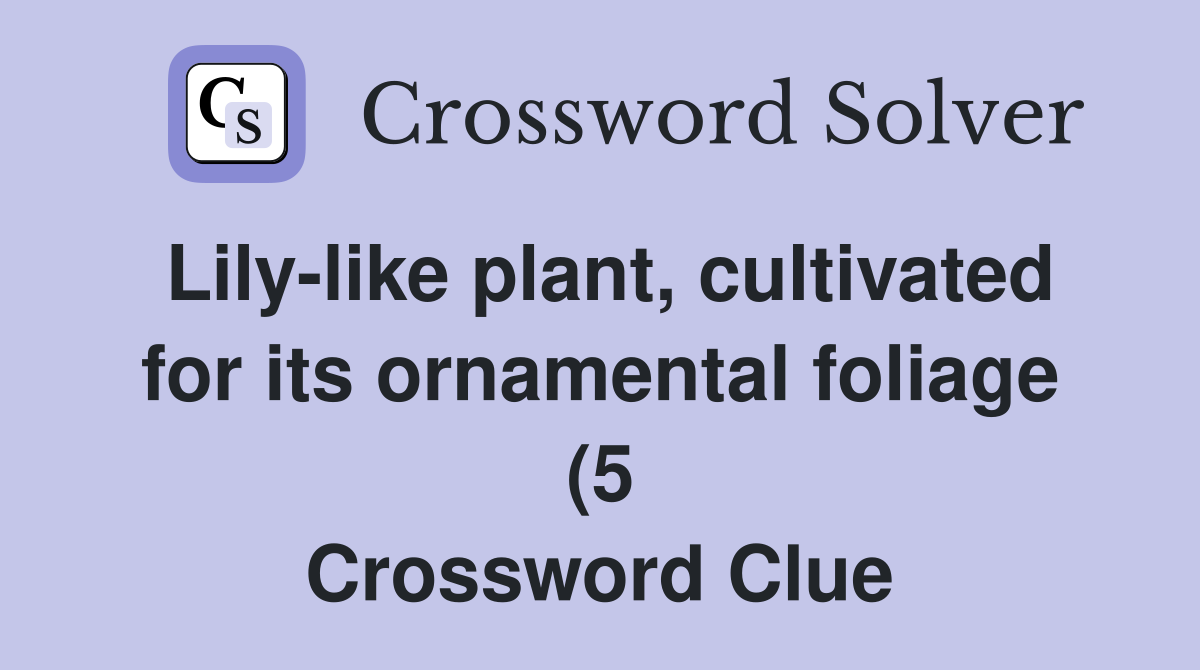 Lily like plant cultivated for its ornamental foliage (5) Crossword Lily like plant cultivated for its ornamental foliage (5) Crossword