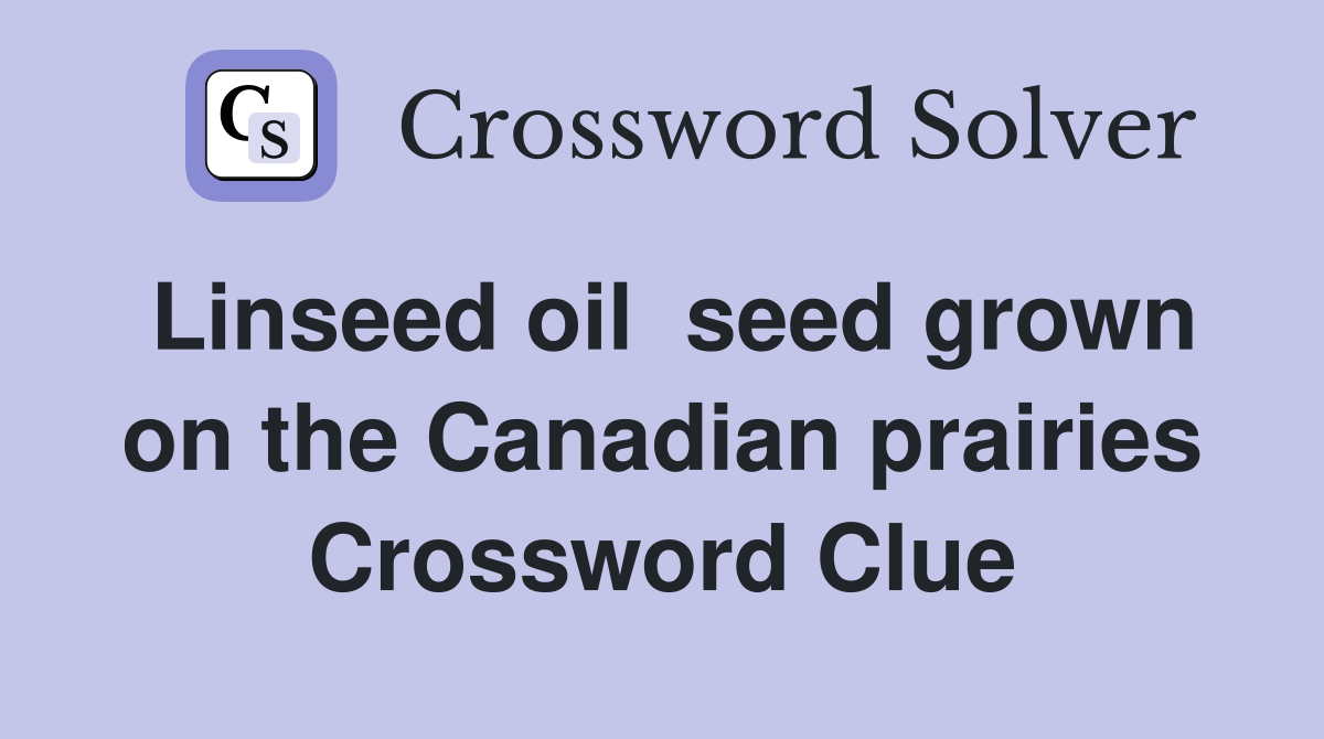 Linseed oil  seed grown on the Canadian prairies Crossword Clue