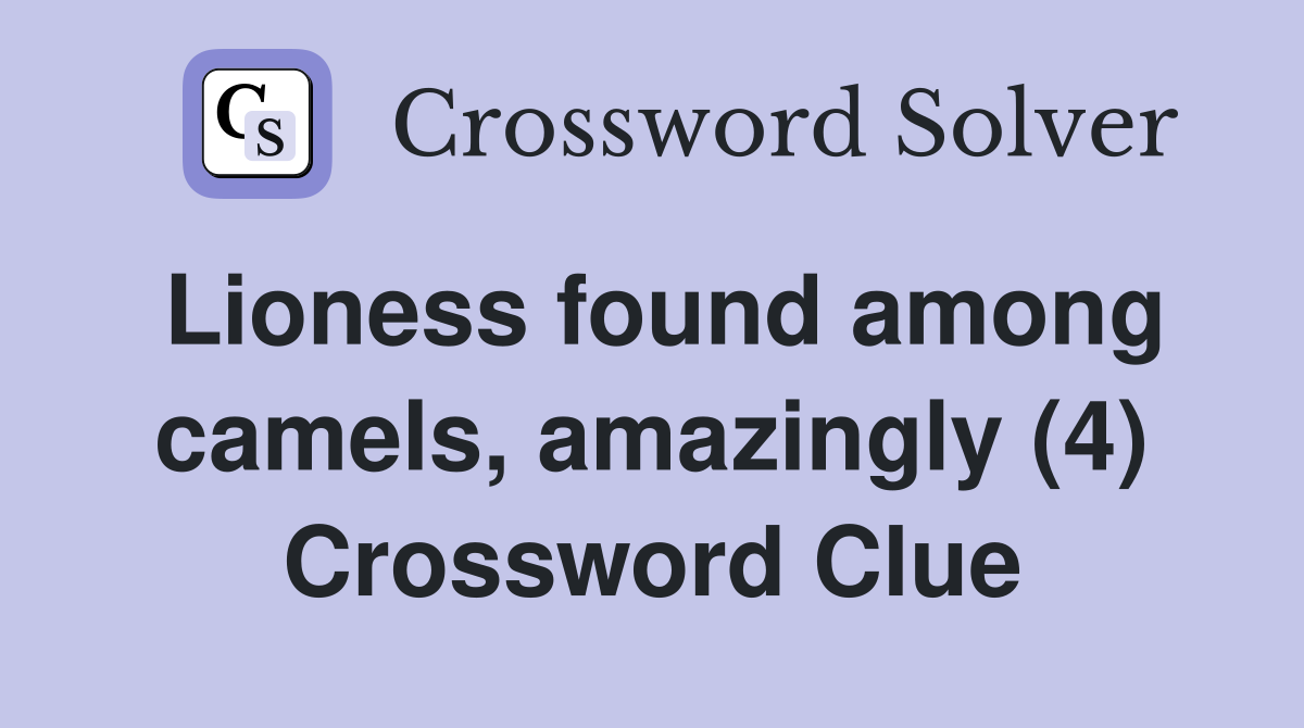 Lioness found among camels, amazingly (4) Crossword Clue
