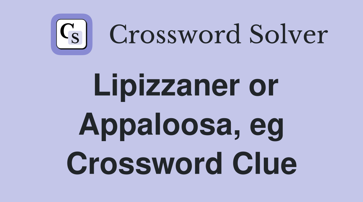 Lipizzaner or Appaloosa, eg Crossword Clue