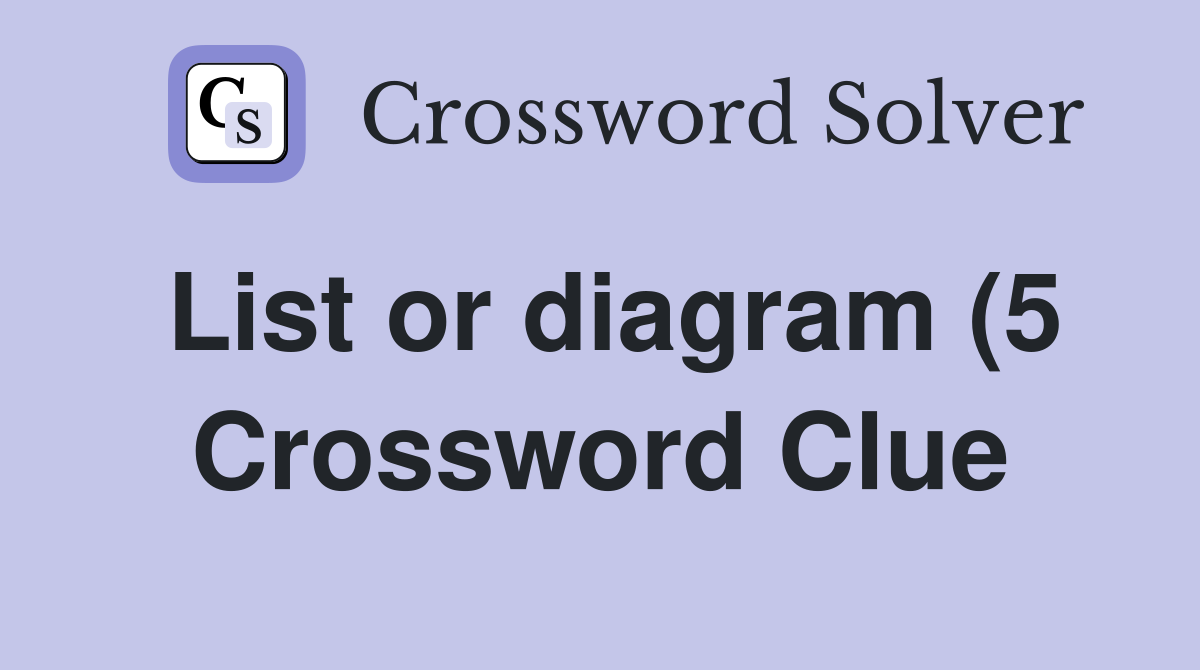 List or diagram (5) Crossword Clue Answers Crossword Solver List or diagram (5) Crossword Clue Answers Crossword Solver