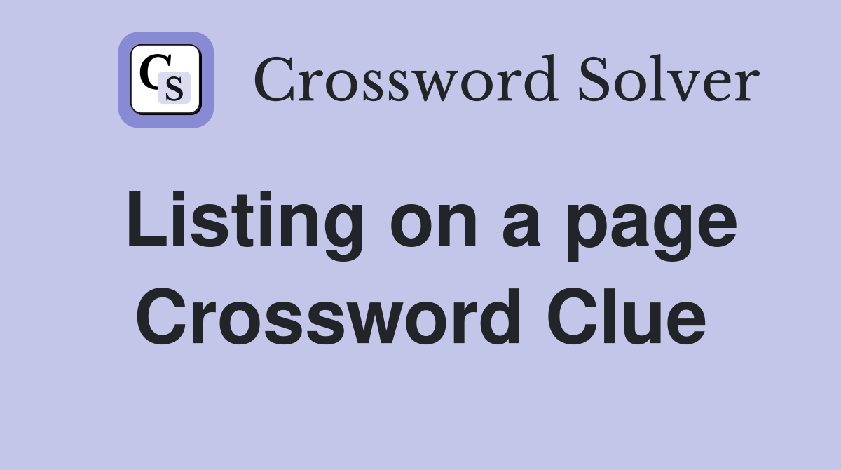 Listing on a page Crossword Clue