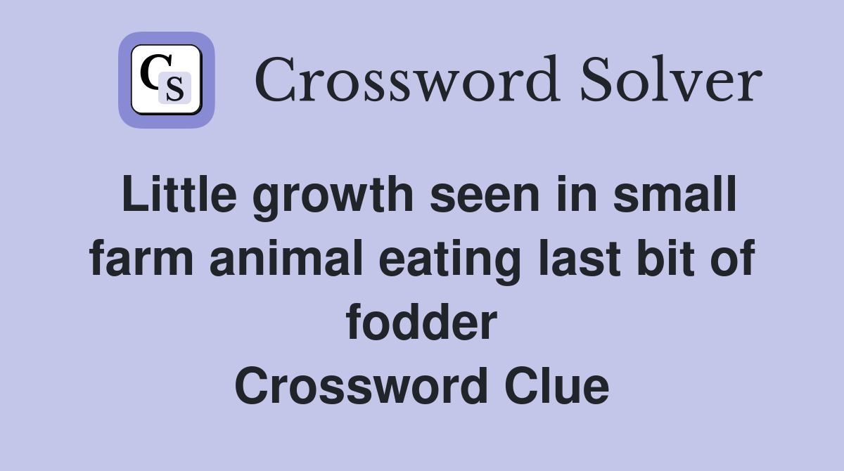 Little growth seen in small farm animal eating last bit of fodder Crossword Clue
