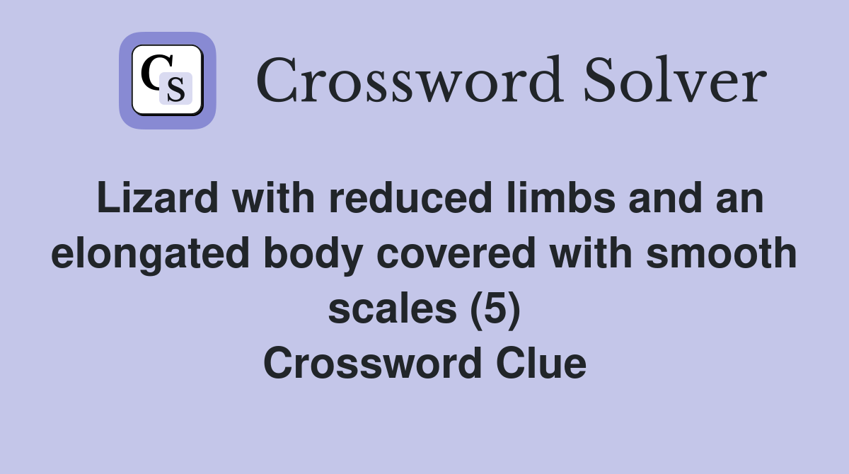 Lizard with reduced limbs and an elongated body covered with smooth scales (5) Crossword Clue