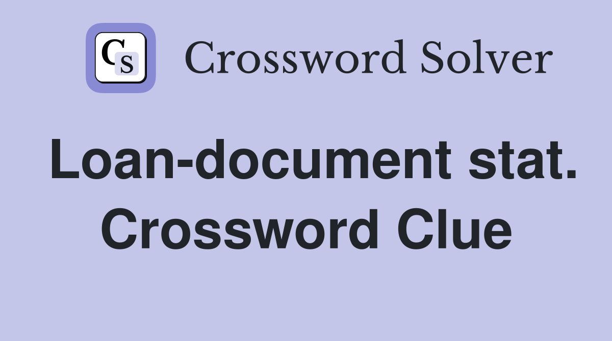 Loan-document stat. Crossword Clue