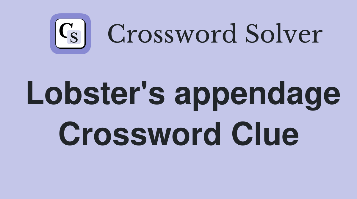 Lobster's appendage Crossword Clue