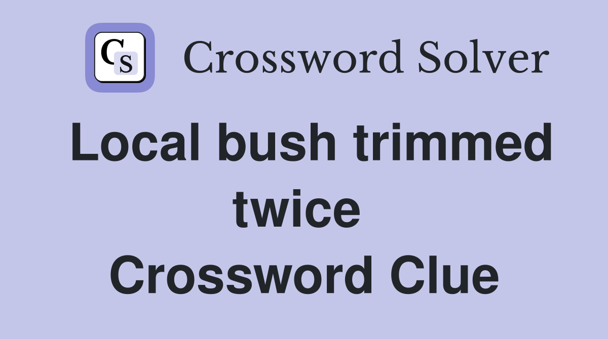 Local bush trimmed twice  Crossword Clue
