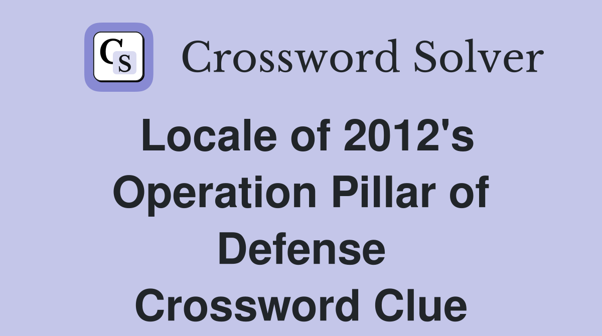 Locale of 2012's Operation Pillar of Defense Crossword Clue