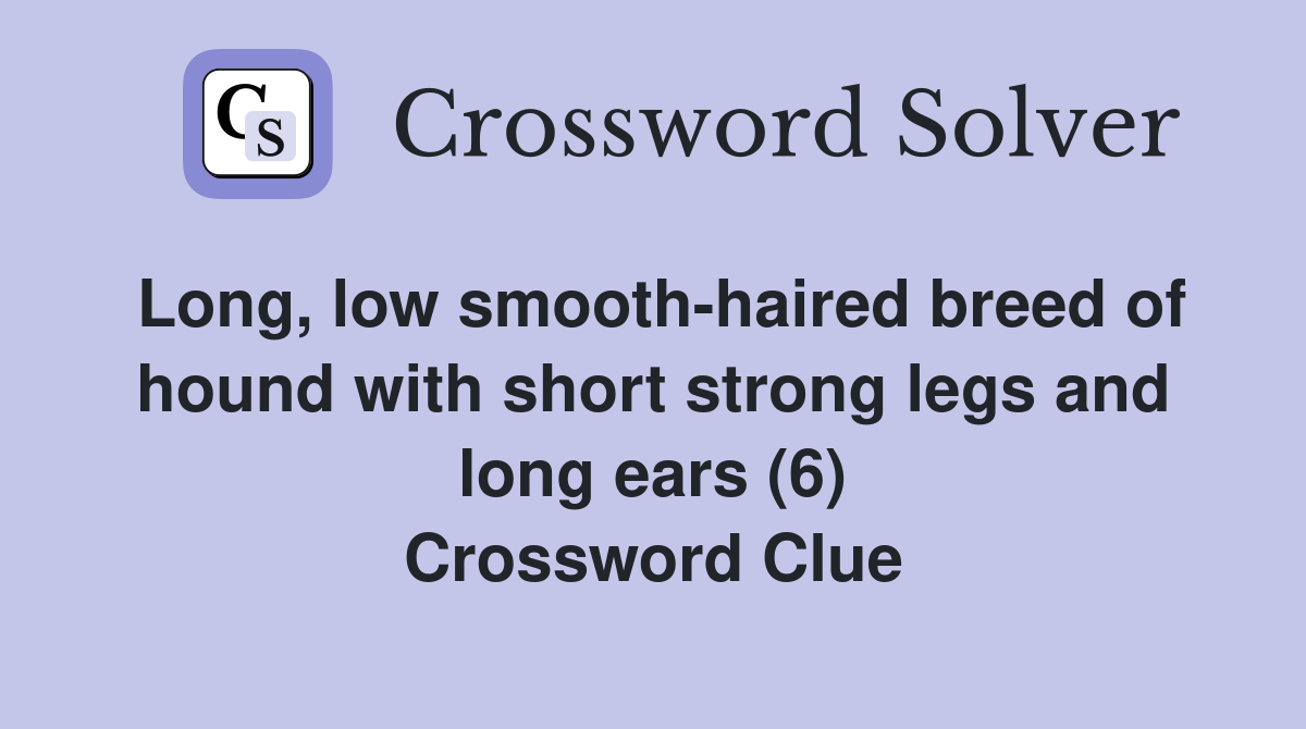 Long, low smooth-haired breed of hound with short strong legs and long ears (6) Crossword Clue