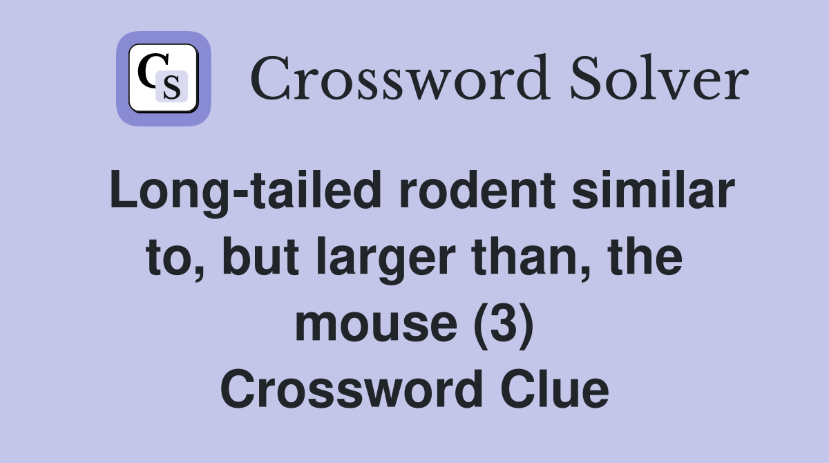 Long-tailed rodent similar to, but larger than, the mouse (3) Crossword Clue