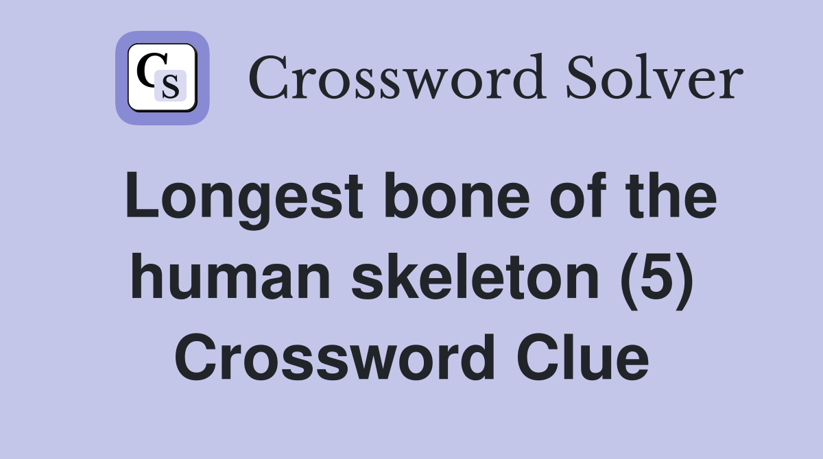 Longest bone of the human skeleton (5) Crossword Clue