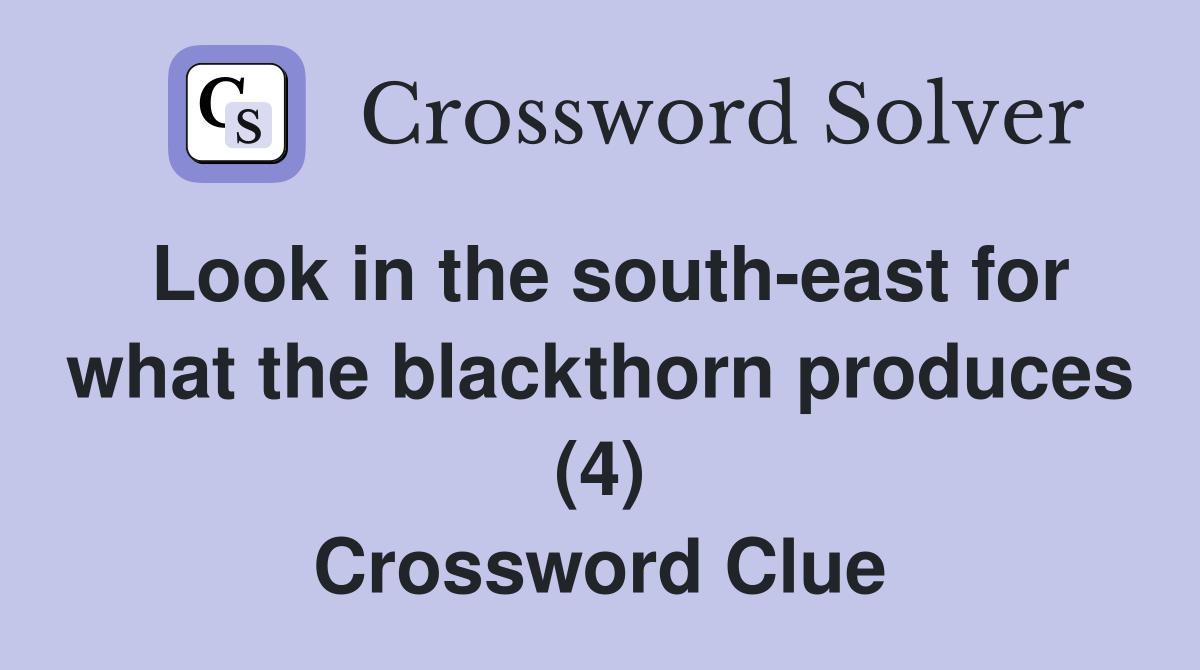 Look in the south-east for what the blackthorn produces (4) Crossword Clue