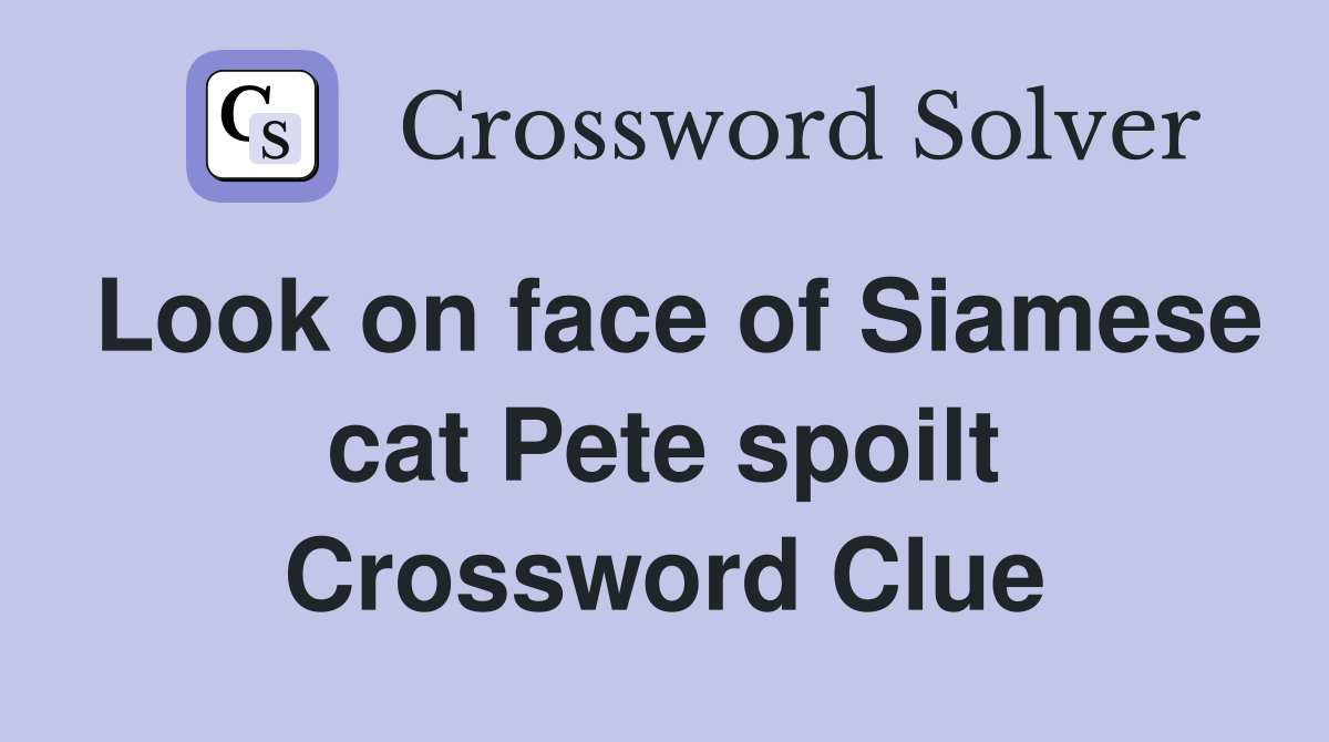 Look on face of Siamese cat Pete spoilt Crossword Clue