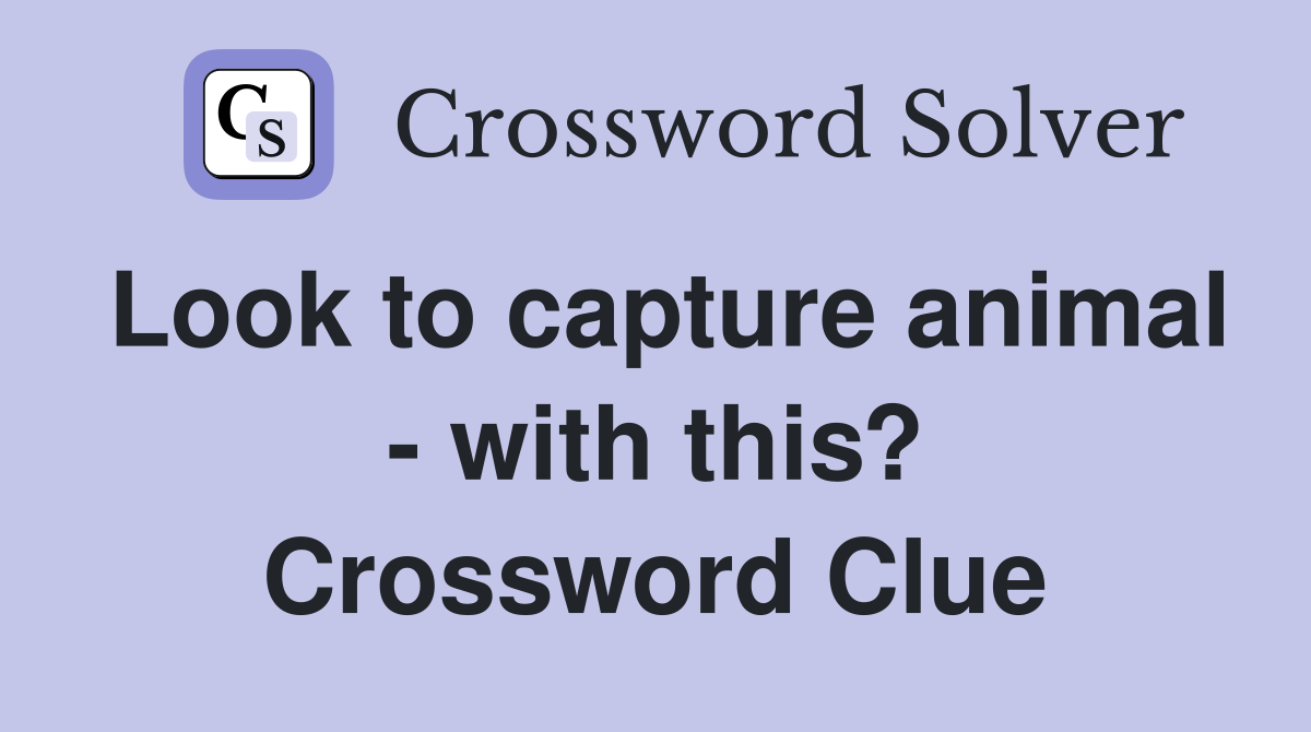 Look to capture animal - with this? Crossword Clue