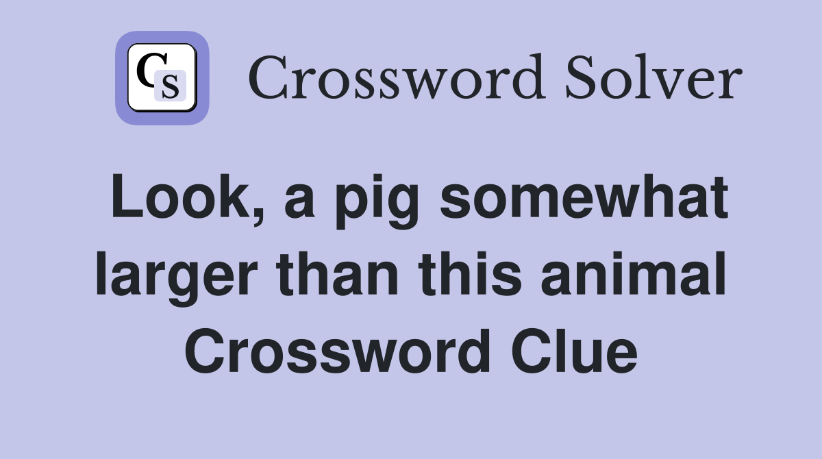 Look, a pig somewhat larger than this animal Crossword Clue