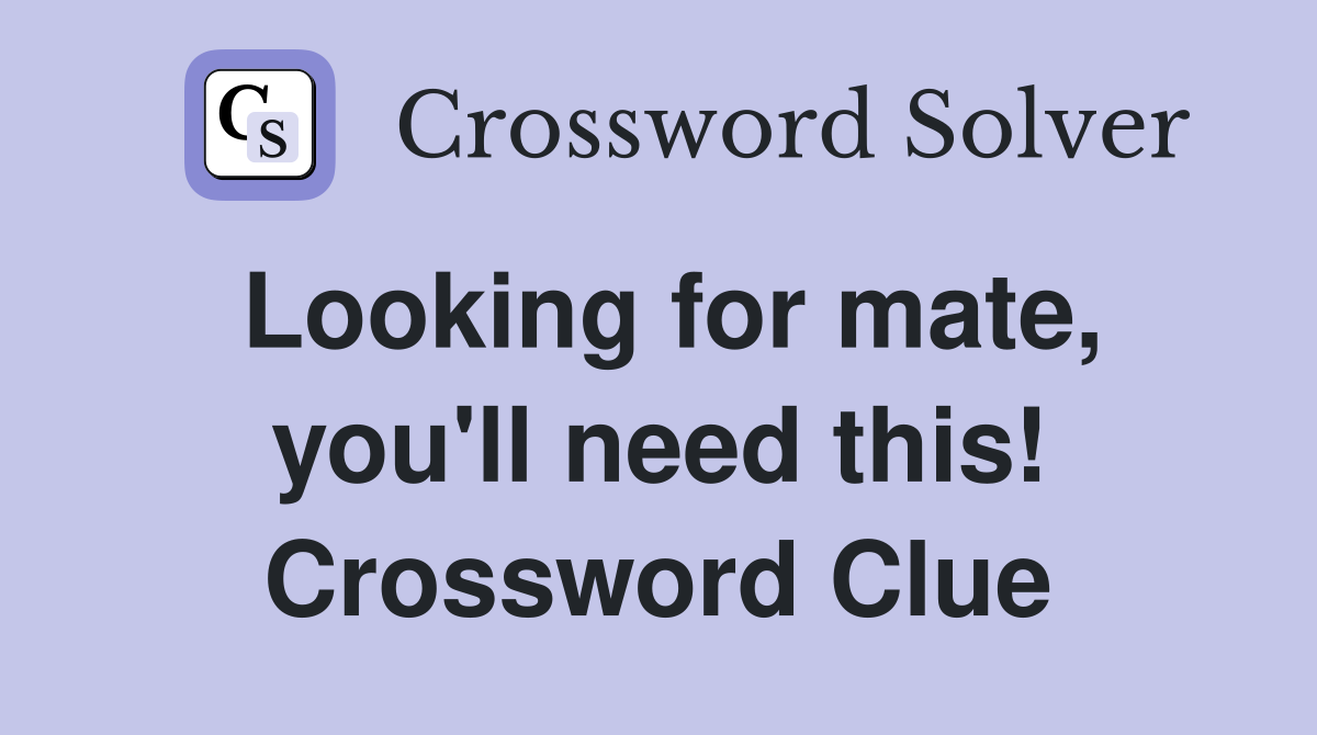 Looking for mate, you'll need this! Crossword Clue