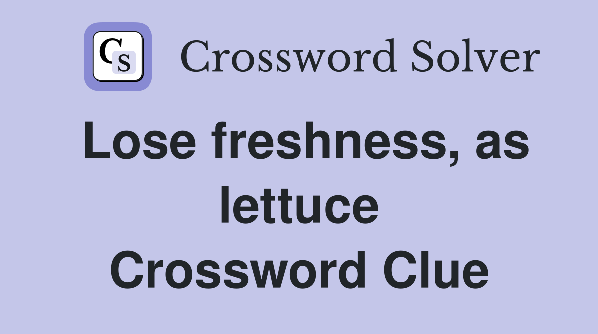 Lose freshness, as lettuce Crossword Clue