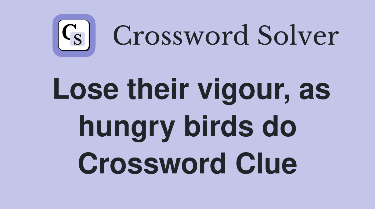 Lose their vigour, as hungry birds do Crossword Clue