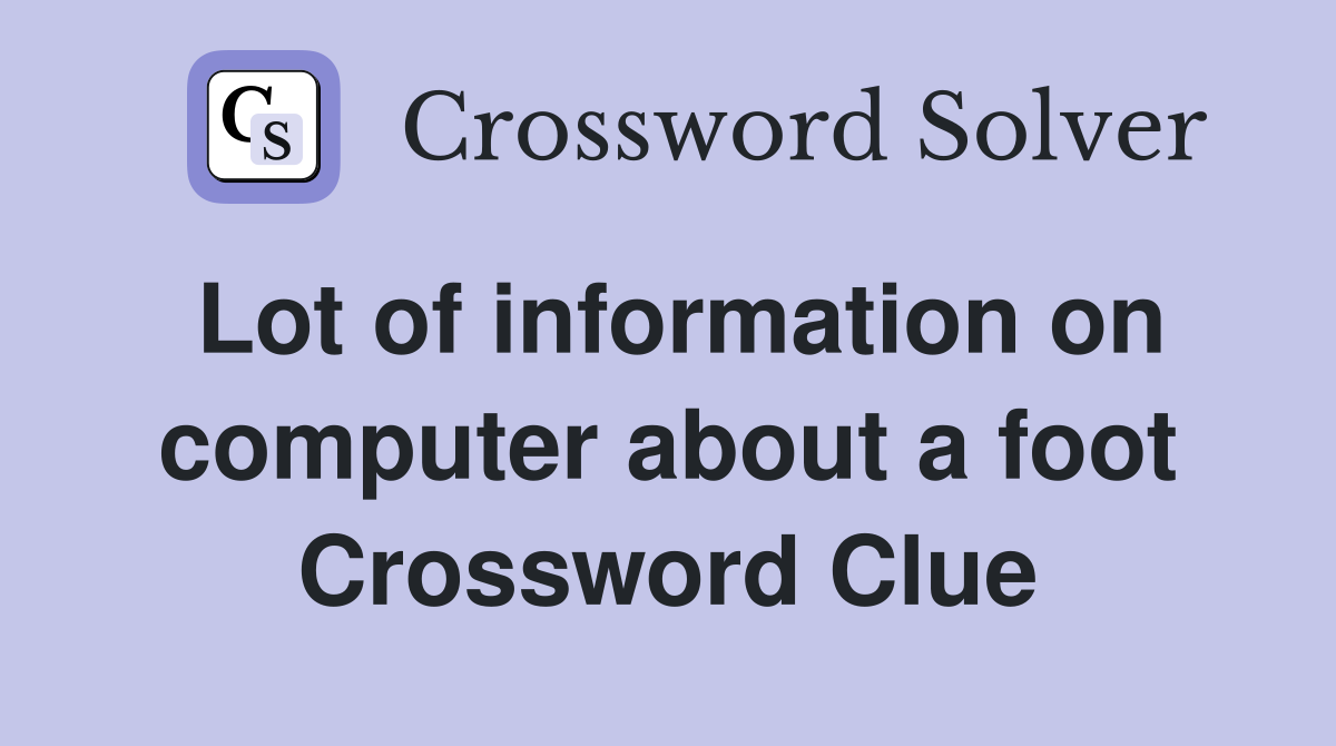 Lot of information on computer about a foot Crossword Clue