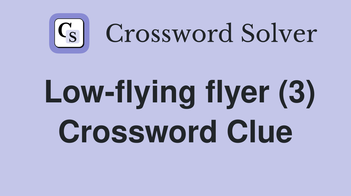 Low-flying flyer (3) Crossword Clue