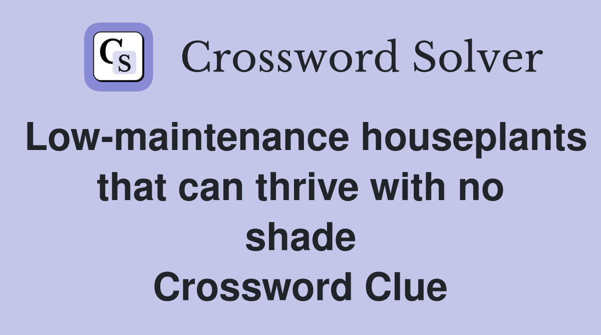 Low-maintenance houseplants that can thrive with no shade Crossword Clue