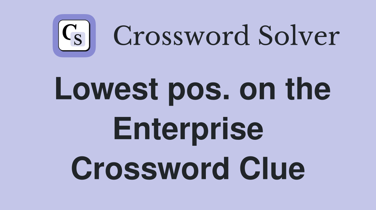 Lowest pos. on the Enterprise Crossword Clue