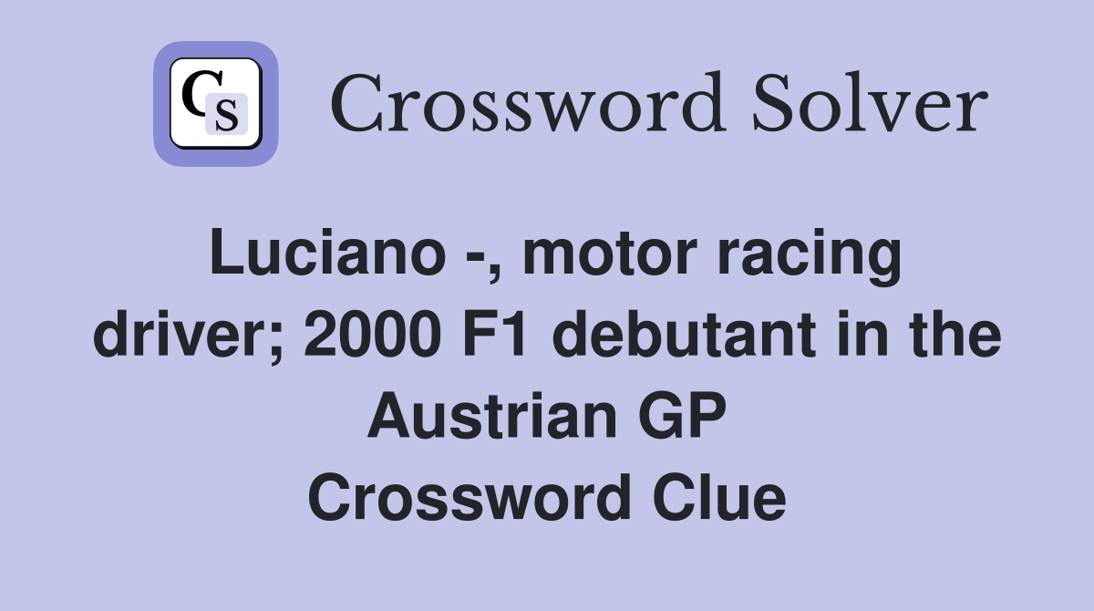 Luciano motor racing driver 2000 F1 debutant in the Austrian GP