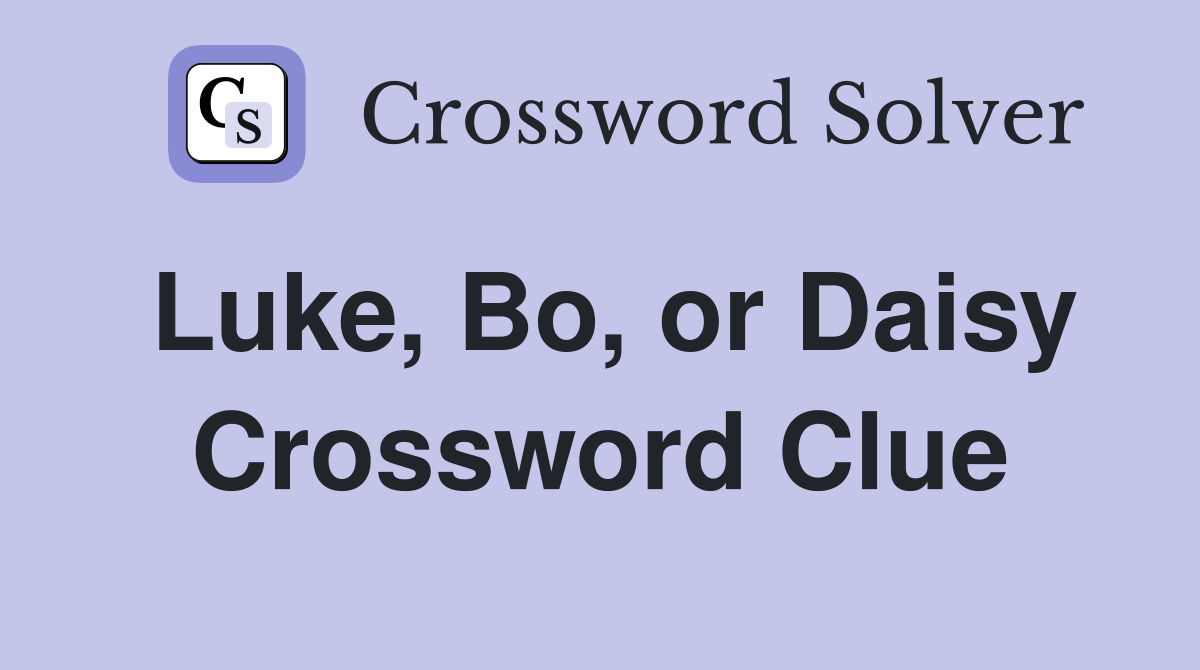 Luke, Bo, or Daisy Crossword Clue