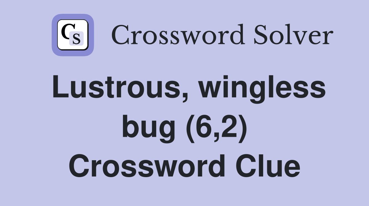 Lustrous, wingless bug (6,2) Crossword Clue