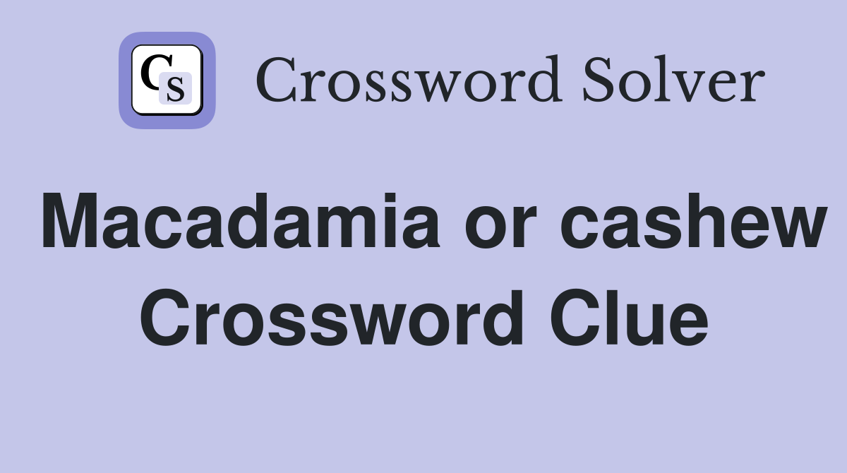 Macadamia or cashew Crossword Clue