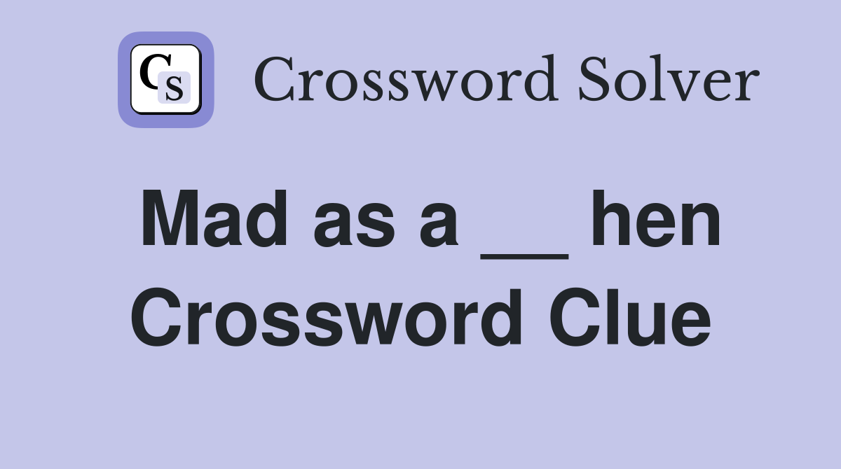 Mad as a __ hen Crossword Clue
