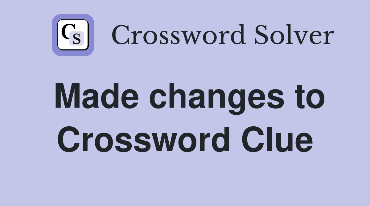 Made changes to Crossword Clue
