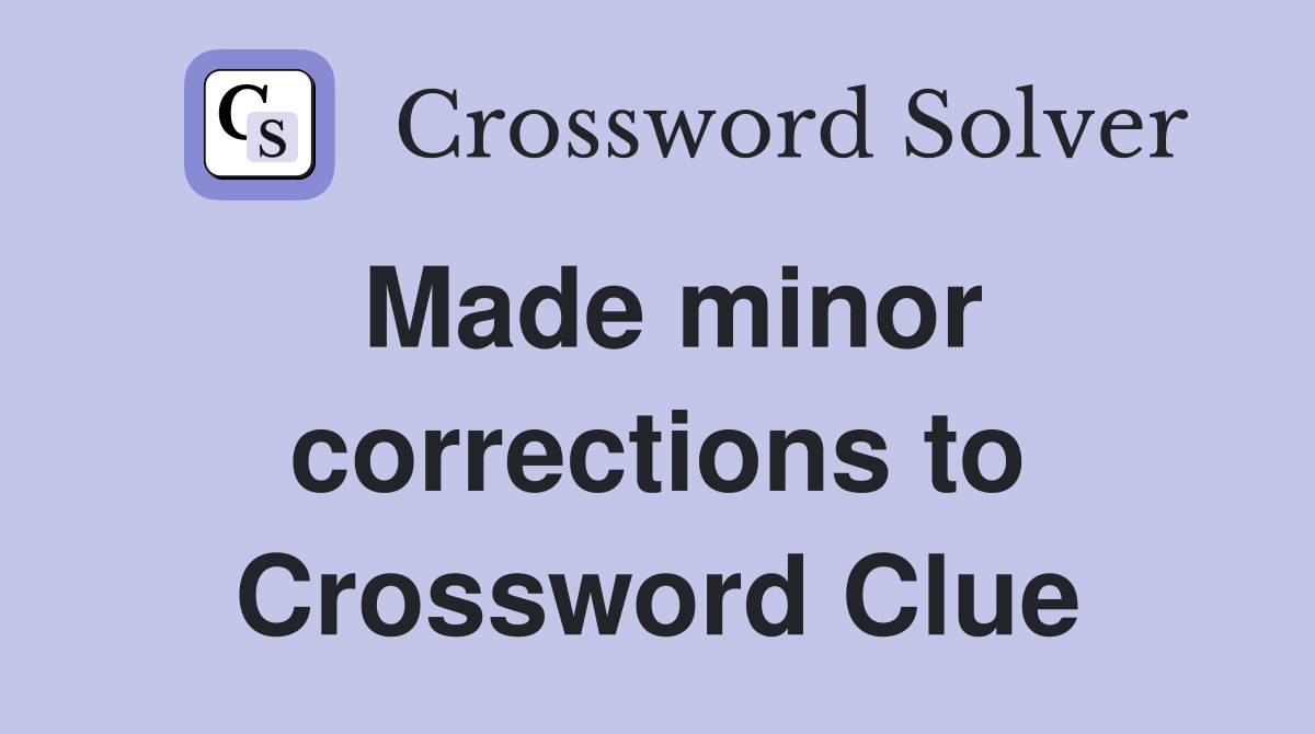 Made minor corrections to Crossword Clue