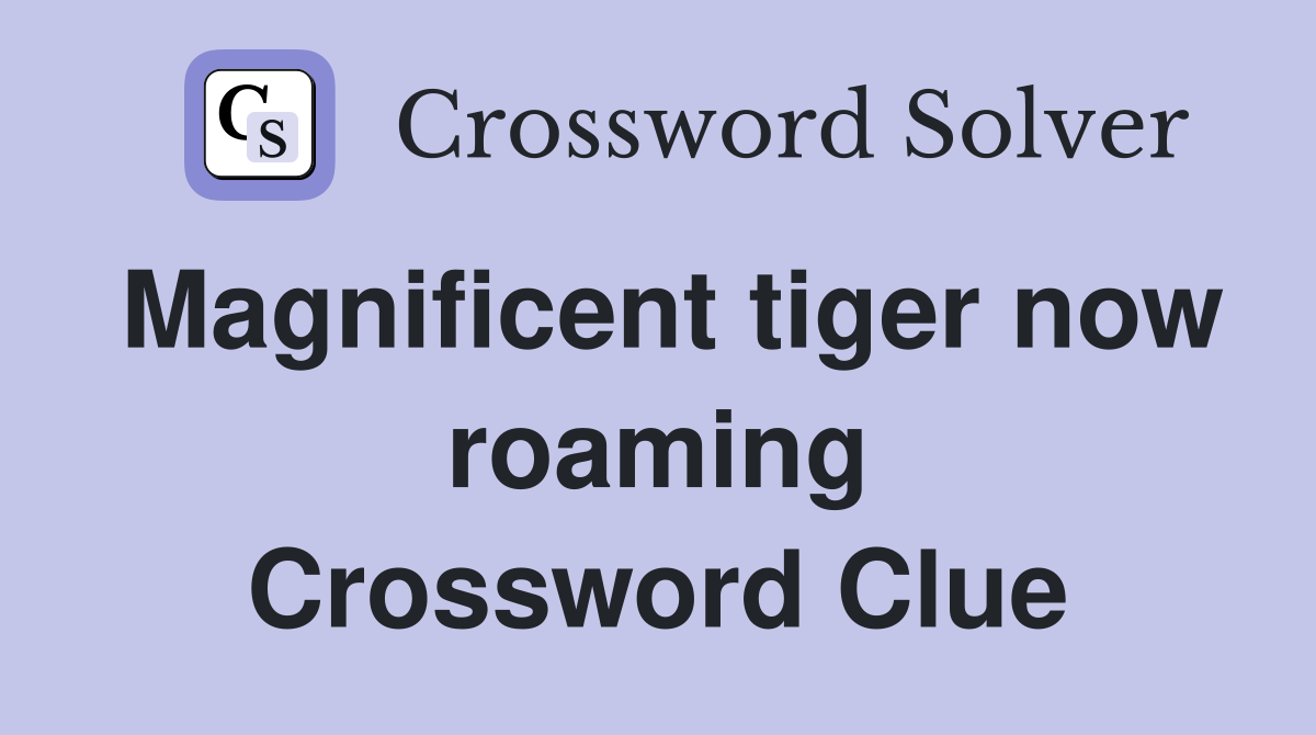 Magnificent tiger now roaming Crossword Clue