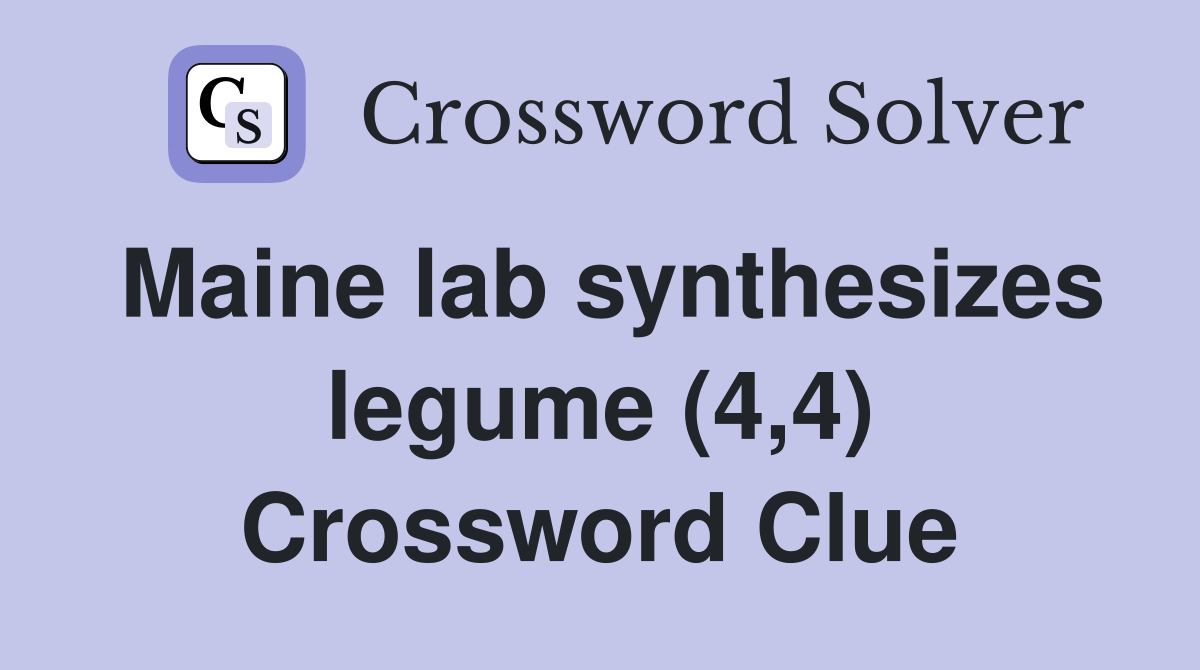 Maine lab synthesizes legume (4,4) Crossword Clue
