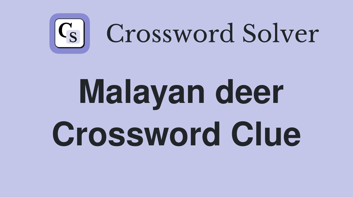 Malayan deer Crossword Clue