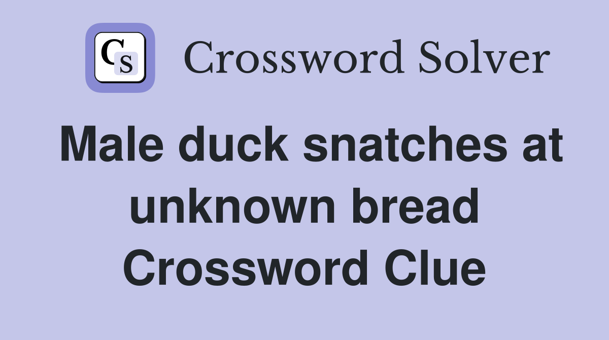 Male duck snatches at unknown bread Crossword Clue