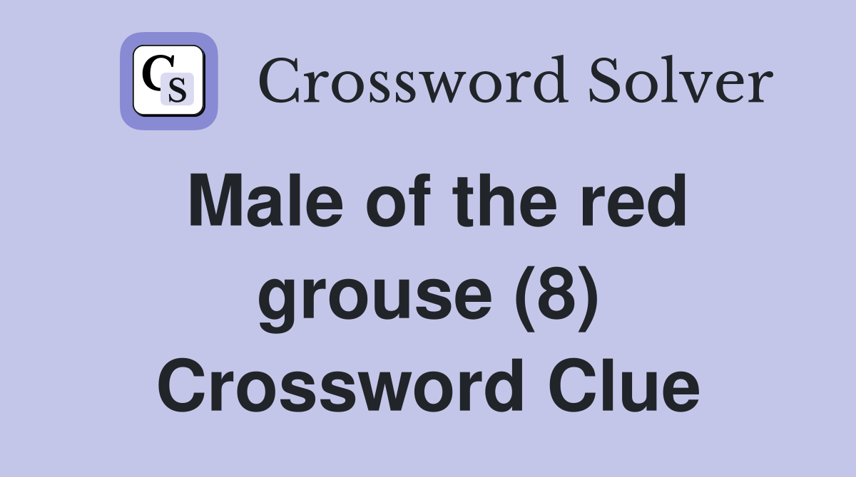 Male of the red grouse (8) Crossword Clue