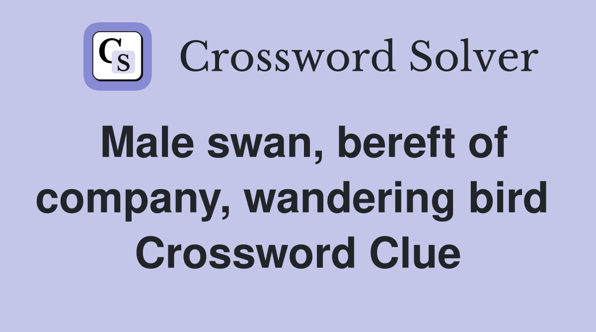 Male swan, bereft of company, wandering bird  Crossword Clue