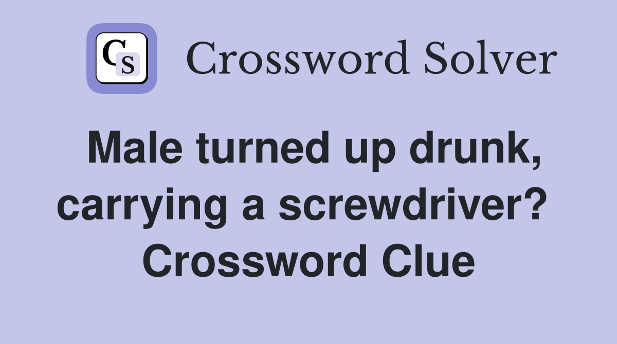 Male turned up drunk, carrying a screwdriver?  Crossword Clue