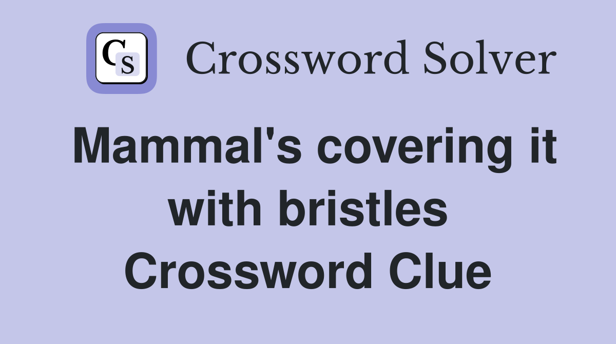 Mammal's covering it with bristles Crossword Clue