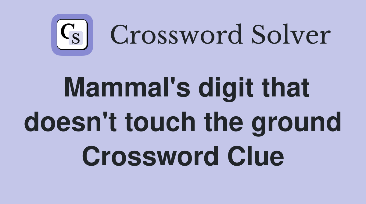 Mammal's digit that doesn't touch the ground Crossword Clue