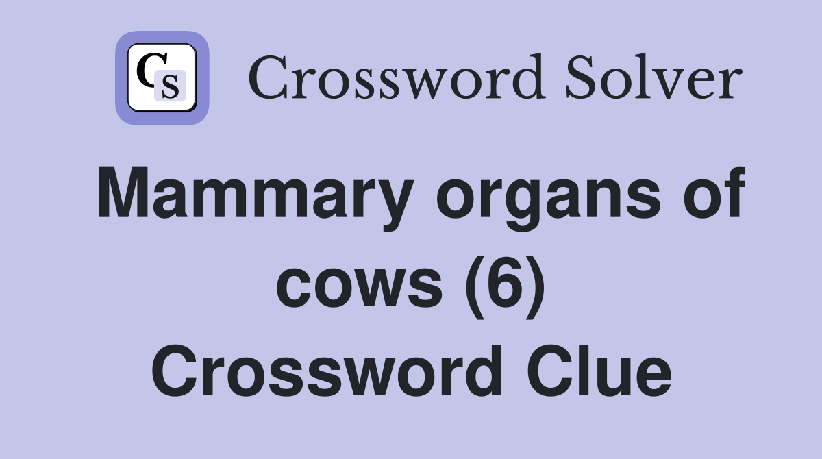 Mammary organs of cows (6) Crossword Clue