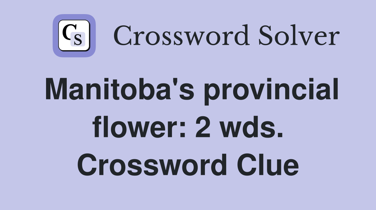 Manitoba's provincial flower: 2 wds. Crossword Clue