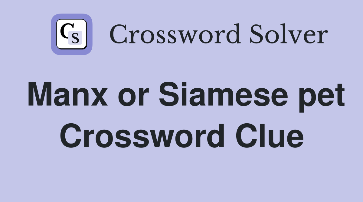 Manx or Siamese pet Crossword Clue