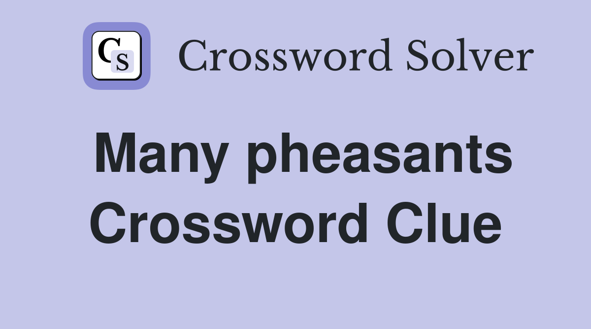 Many pheasants Crossword Clue